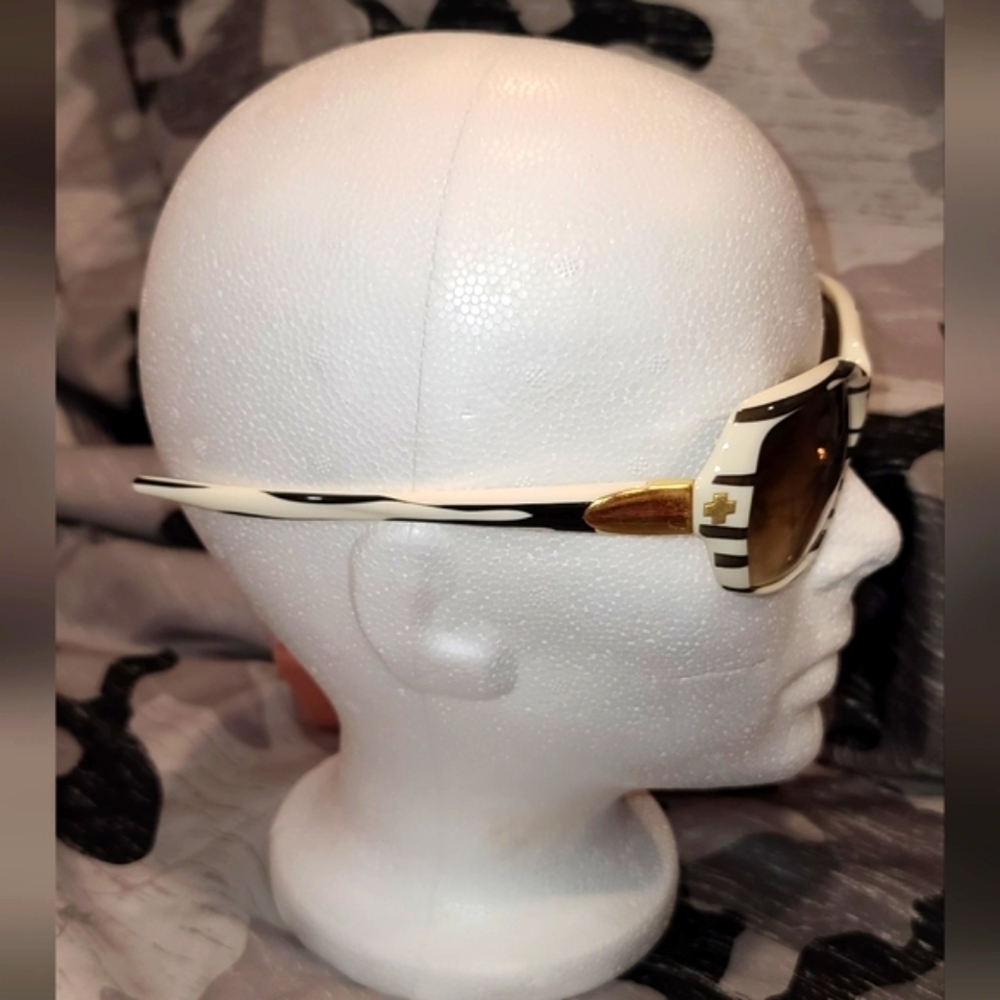 SPY dynasty Oversized white sunglasses Tortoiseshell Anjmal Print - Picture 5 of 10